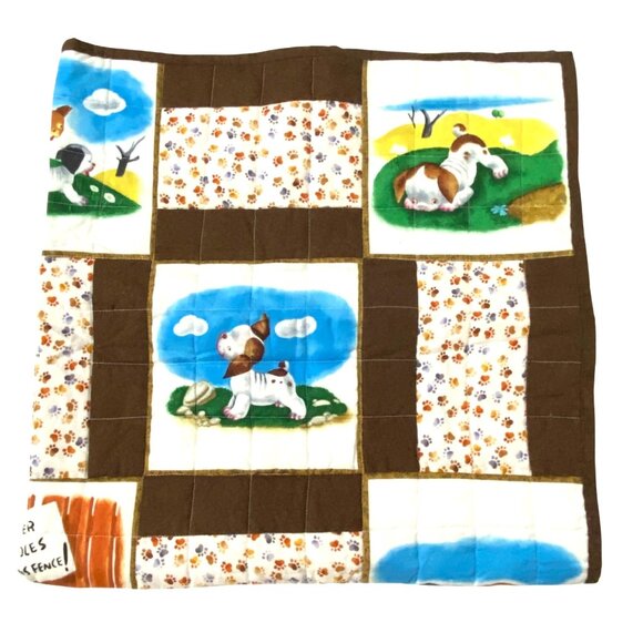 Handmade Poky Little Puppy Baby Toddler Quilt Throw Blanket 38" x 37" Kids Theme - Picture 2 of 6